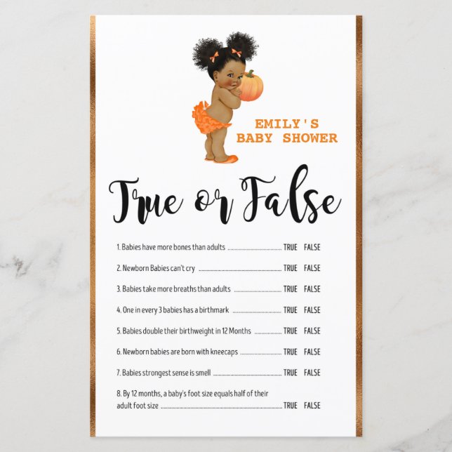 Little Pumpkin Baby Shower Game PRINTED (Vorderseite)