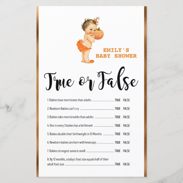 Little Pumpkin Baby Shower Game PRINTED (Vorderseite)