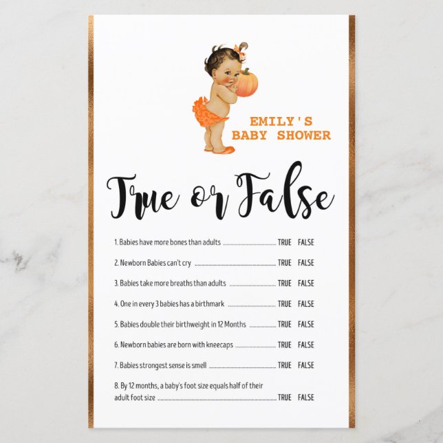 Little Pumpkin Baby Shower Game PRINTED (Vorderseite)