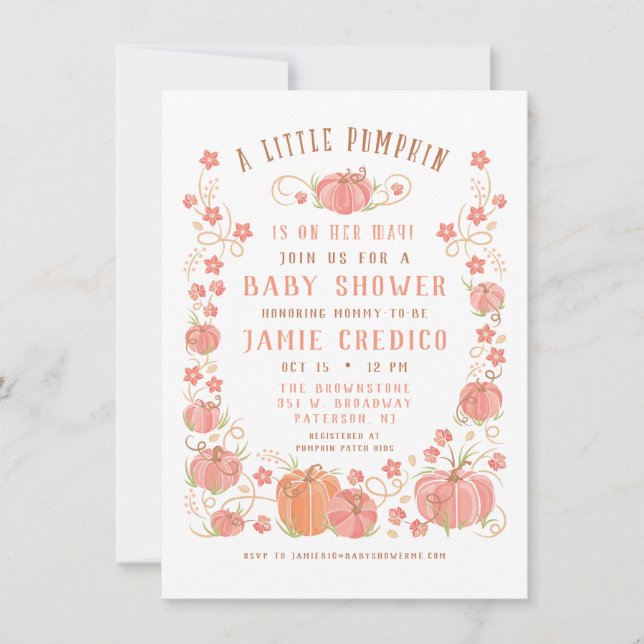 Little Pumpkin Baby Shower Girl Einladung (Vorderseite)