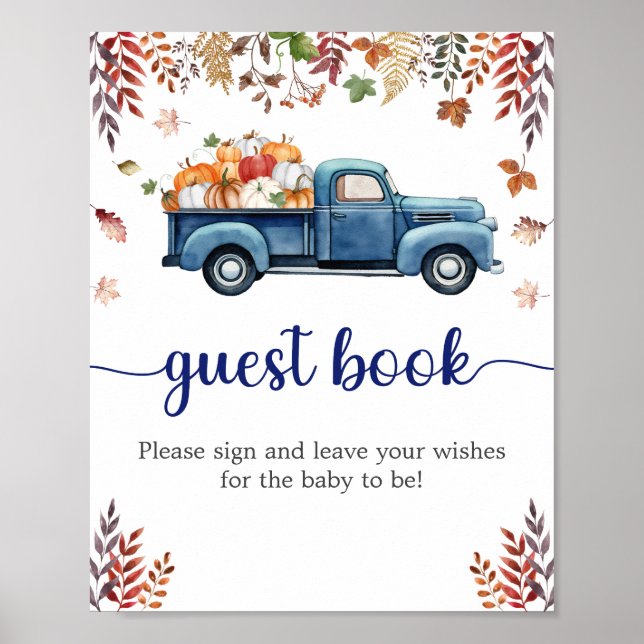 Little Pumpkin Baby Shower Guest Book Sign Poster (Vorne)