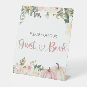 Little Pumpkin Baby Shower Guest Book Sign Sockelschild