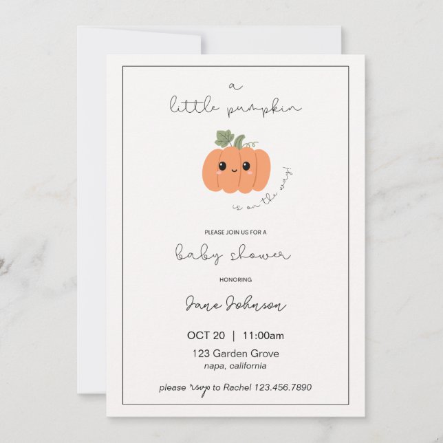 Little Pumpkin Baby Shower Invitation Einladung (Vorderseite)