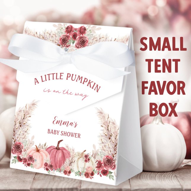 Little Pumpkin Baby Shower Marsala Pink Zent Geschenkschachtel (Little Pumpkin Small Tent Favor Boxes. You can choose from 2 sizes of these tent favor boxes.)