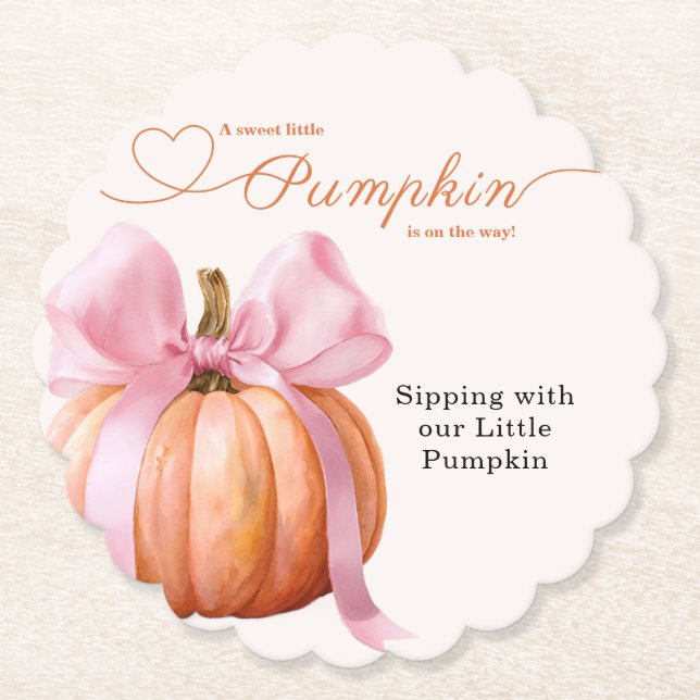 Little Pumpkin Baby Shower Ribbon - Romantisches S Untersetzer (Vorderseite)