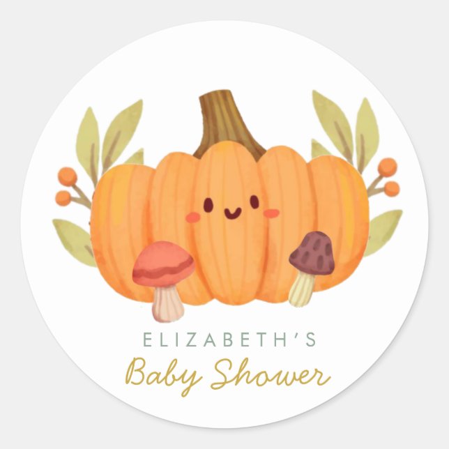 Little Pumpkin Baby Shower Runder Aufkleber (Vorderseite)