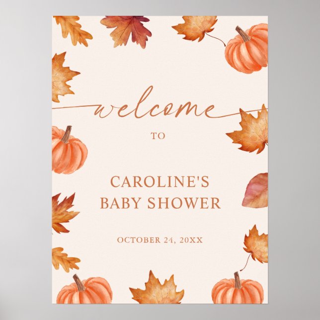 Little Pumpkin Baby Shower Willkommen Poster (Vorne)