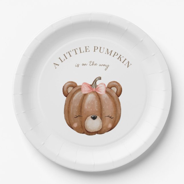 Little Pumpkin Bear Baby Dusche Pappteller (Vorderseite)