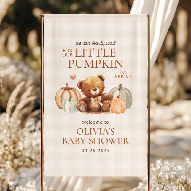Little Pumpkin Bear Fall Baby Dusche Willkommen Banner (Von Creator hochgeladen)