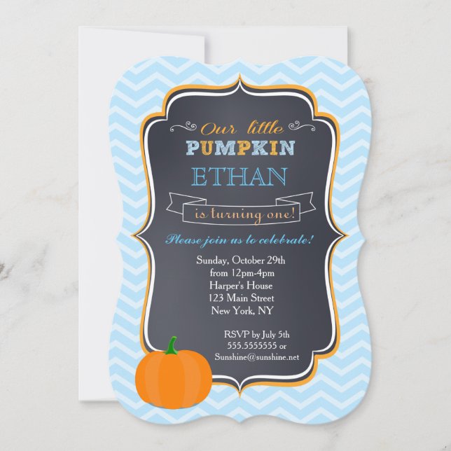 Little Pumpkin Birthday Einladungen Junge (Vorderseite)