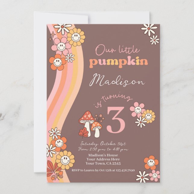 Little Pumpkin Birthday Invitation (Devant)