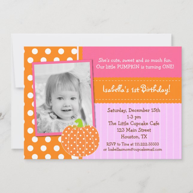 Little Pumpkin BIrthday Party Einladungen (Vorderseite)