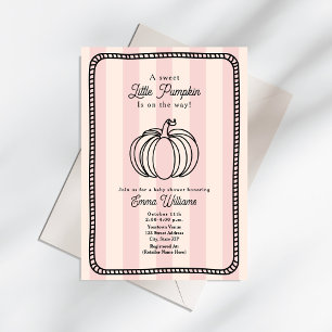 Little Pumpkin Black & Pink Chic Girl Babydusche Einladung