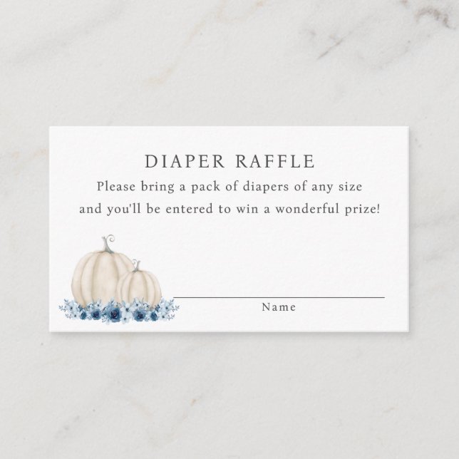 Little Pumpkin Blue Baby Boy Diaper Raffle Begleitkarte (Vorderseite)