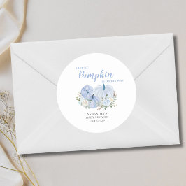 Little Pumpkin Blue Boy Baby Shower Runder Aufkleber