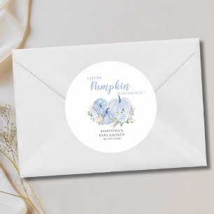 Little Pumpkin Blue Boy Baby Shower Runder Aufkleber