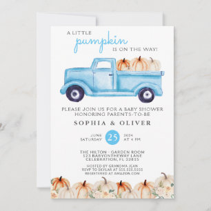Little Pumpkin Blue Boy Couples Baby Dusche Einladung