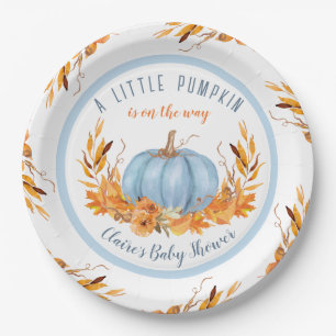 Little Pumpkin Blue Fall Boy Baby Shower Pappteller