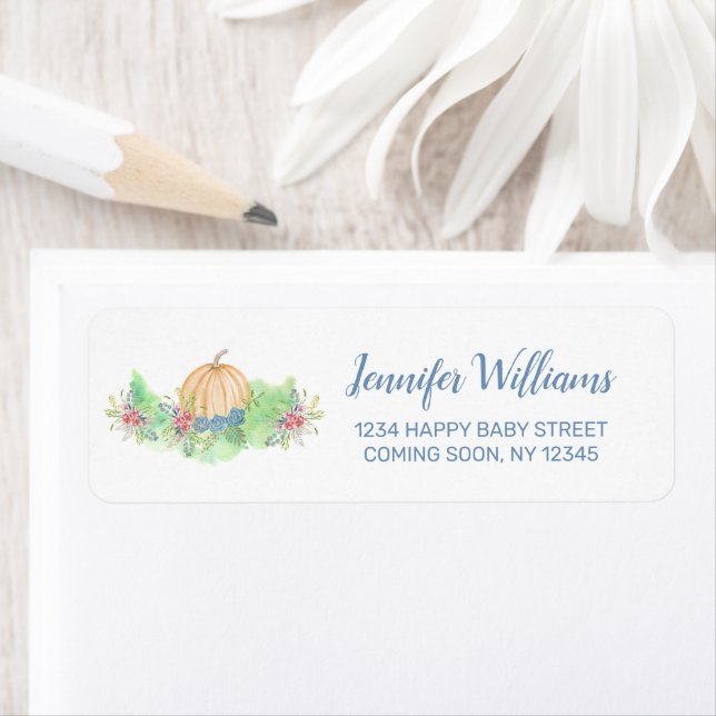 Little Pumpkin Blue Fall Floral Baby Dusche (Insitu)