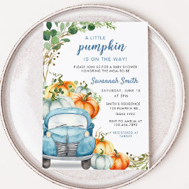 Little Pumpkin Blue Truck Baby Dusche Einladung