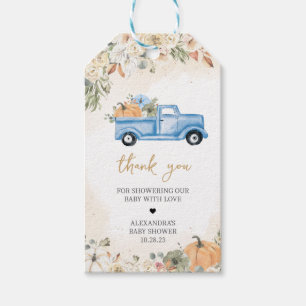 Little Pumpkin Blue Truck Baby Duwer Fevor Tags Geschenkanhänger