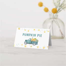 Little Pumpkin Blue Truck Birthday Food Zelt oder Platzkarte