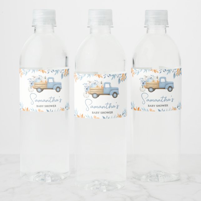 Little Pumpkin Blue Truck Fall Baby Dusche (Flaschen)