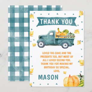 Little Pumpkin Blue Truck Geburtstag Dankeschön Ka Einladung