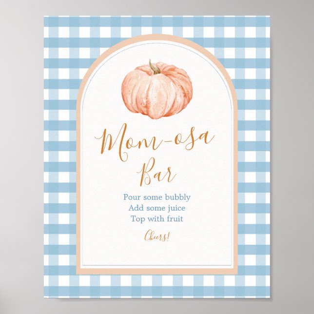 Little Pumpkin Boho Blue Gingham Mama-osa Bar Poster (Vorne)