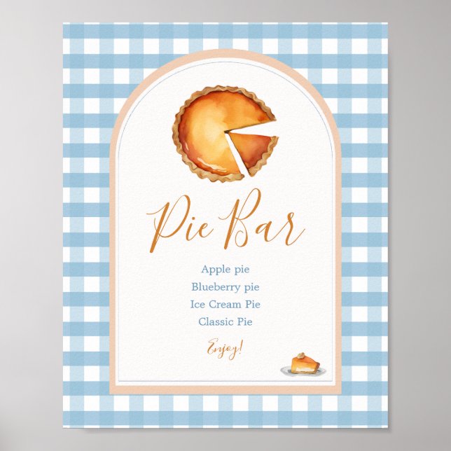 Little Pumpkin Boho Blue Gingham Pie Bar Poster (Vorne)