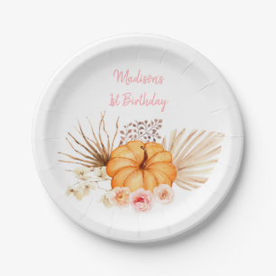 Little Pumpkin Boho Floral Geburtstag Pappteller