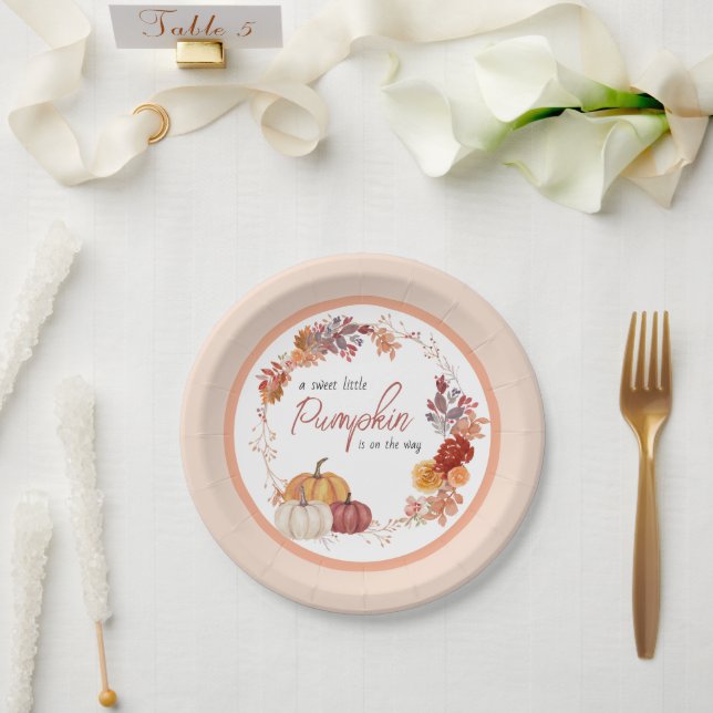 Little Pumpkin Boho Gender Neutral Baby Shower Pappteller (Hochzeit)