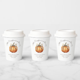 Little Pumpkin Bow Minimal Neutral Baby Dusche Pappbecher