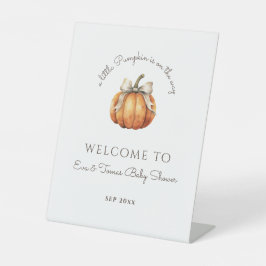 Little Pumpkin Bow Minimal Neutral Baby Dusche Sockelschild