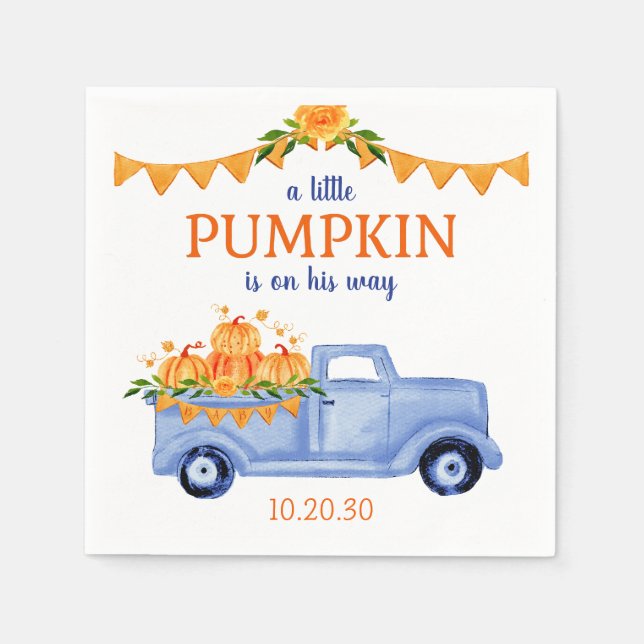 Little Pumpkin Boy Baby Shower Napkins Serviette (Vorderseite)