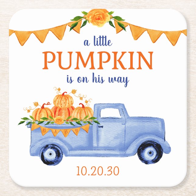 Little Pumpkin Boy Baby Shower Rechteckiger Pappuntersetzer (Vorderseite)