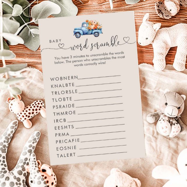 Little Pumpkin Boy Baby Shower Word Scramble (Von Creator hochgeladen)