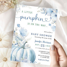 Little Pumpkin Boy Blue Fall Baby Dusche Einladung