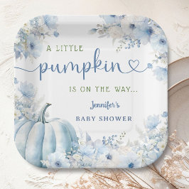 Little Pumpkin Boy Blue Fall Baby Dusche Pappteller