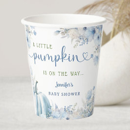 Little Pumpkin Boy Blue Fall Baby Shower Paper Pappbecher