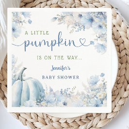 Little Pumpkin Boy Blue Fall Baby Shower Paper Serviette