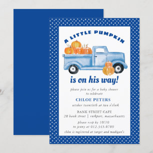 Little Pumpkin Boy Blue Truck Fall Baby Dusche Einladung