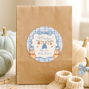 Little Pumpkin Boy Clothes Fall Baby Dusche Runder Aufkleber