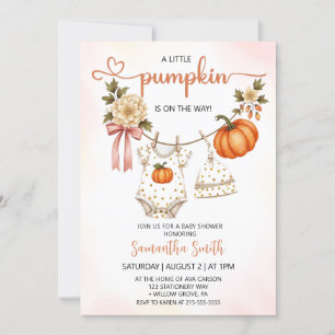 Little Pumpkin Clothes Girl Baby Dusche Einladung