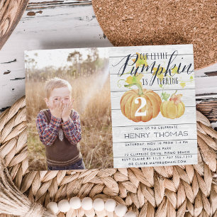 Little Pumpkin Custom Age Birthday Party Foto Einladung