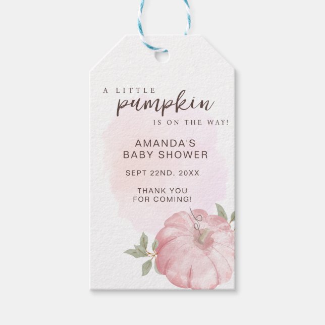 Little Pumpkin Danke Autumn Fall Baby Shower Geschenkanhänger (Vorderseite)