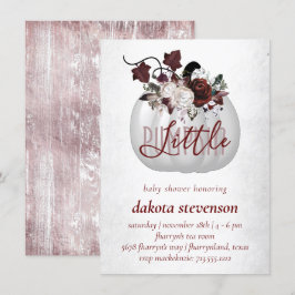 Little Pumpkin | Dark Red Pink Floral Baby Dusche Einladung