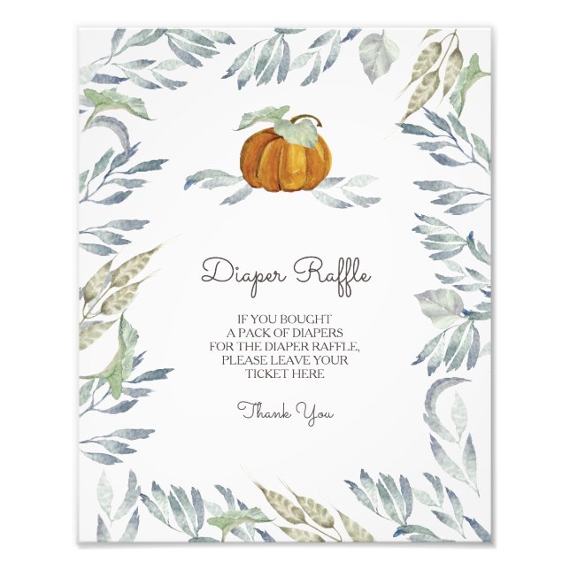 Little Pumpkin Diaper Raffle Sign Fotodruck (Vorne)