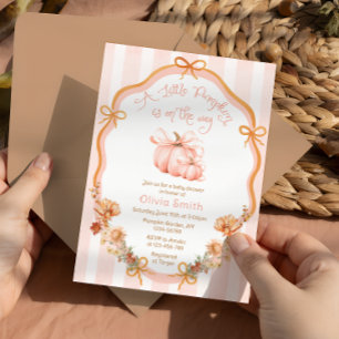 Little Pumpkin Elegant Bow Floral Baby Shower Einladung