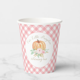 Little Pumpkin Erster Geburtstag Blumenrosa Karier Pappbecher
